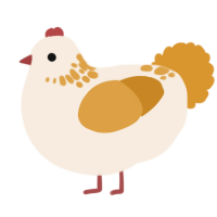 A cream and orange chicken with a neck-speckle pattern