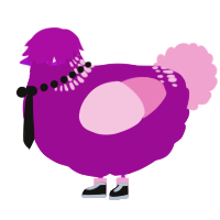 A plum and pink chicken with a neck-band pattern