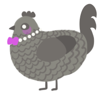 A ash and grey chicken with a lace pattern