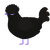 Emo, a black and sable chicken with a half-lace pattern