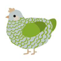 A silver and chartreuse chicken with a lace pattern
