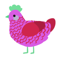 A orchid and crimson chicken with a lace pattern