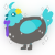 A grey and aqua chicken with a head pattern