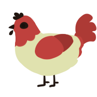 Katsup, a silver and crimson chicken with a head pattern