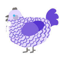 A lilac and indigo chicken with a lace pattern