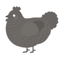 A grey chicken with a lace pattern