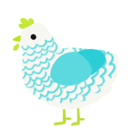 A white and aqua chicken with a lace pattern