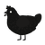 A black and sable chicken with a speckle pattern