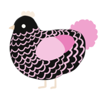 A black and pink chicken with a lace pattern