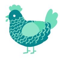 A teal and mint chicken with a lace pattern