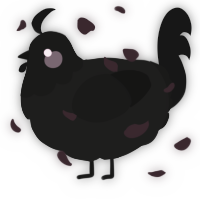A sable and black chicken with a head pattern