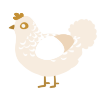 A cream chicken with a half-lace pattern