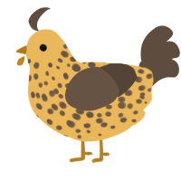 A honey and bark chicken with a speckle pattern