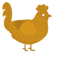 A ochre chicken with a lace pattern