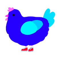A indigo and cerulean chicken