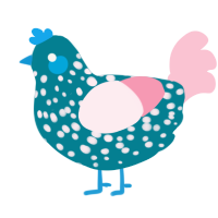 A sea and rose chicken with a speckle pattern