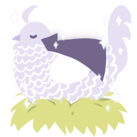 A lilac chicken with a lace pattern