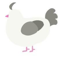 Sqwawkfin, a white and ash chicken