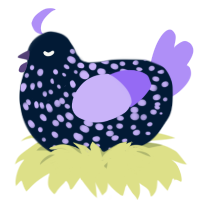 A tumblr and lilac chicken with a speckle pattern