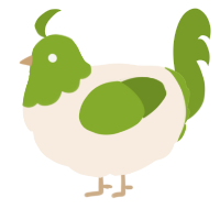 A cream and chartreuse chicken with a head pattern