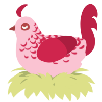 A rose and crimson chicken with a half-lace pattern