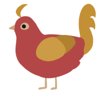 A red and gold chicken