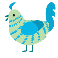 A gluppy and cerulean chicken with a bar pattern