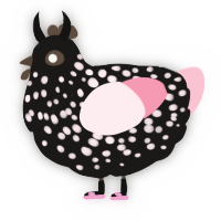 A sable and rose chicken with a speckle pattern