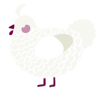 A white chicken with a lace pattern
