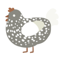 A ash and white chicken with a speckle pattern