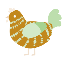 A ochre and gluppy chicken with a bar pattern