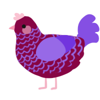 A maroon and blurple chicken with a lace pattern