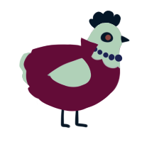 A maroon and mist chicken with a head pattern