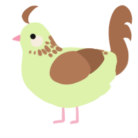 A apple and brown chicken with a neck-speckle pattern