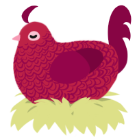 A crimson and maroon chicken with a double-lace pattern
