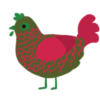 A olive and crimson chicken with a lace pattern