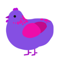 (unnamed), a blurple and fuchsia chicken with a neck-speckle pattern