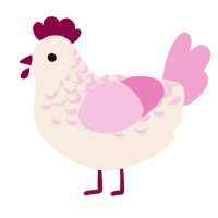 A cream and pink chicken with a half-lace pattern