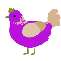 Pink again, a amethyst and beige chicken with a neck-speckle pattern