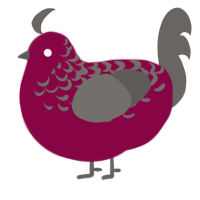A maroon and grey chicken with a half-lace pattern