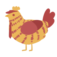 A honey and red chicken with a bar pattern