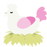 A white and pink chicken