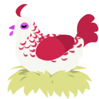 A white and crimson chicken with a half-lace pattern