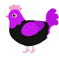 A black and amethyst chicken with a head pattern