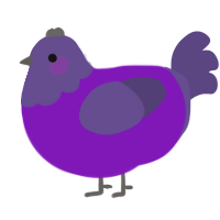 A violet and overcast chicken with a head pattern