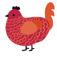 A crimson and vermilion chicken with a lace pattern