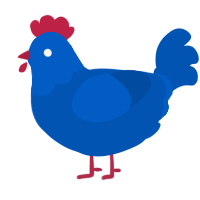 A ultramarine chicken with a head pattern