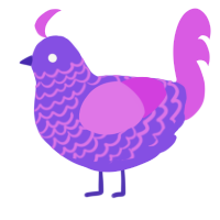 A blurple and orchid chicken with a lace pattern