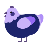 A navy and lilac chicken with a head pattern