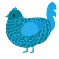 A sea and sky chicken with a lace pattern